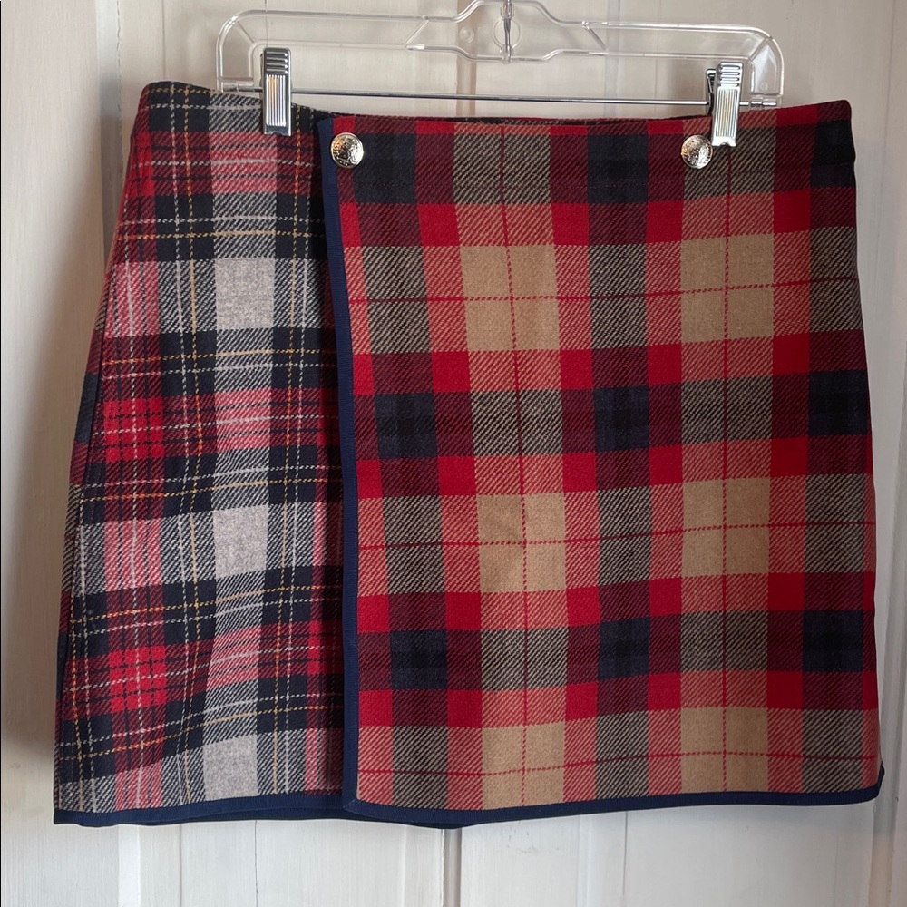 Tommy Hilfiger Red and Tan Plaid Mini Skirt